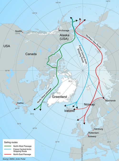 Handelsrouten durch das Nordpolarmeer (Grafik: Arctic Portal)